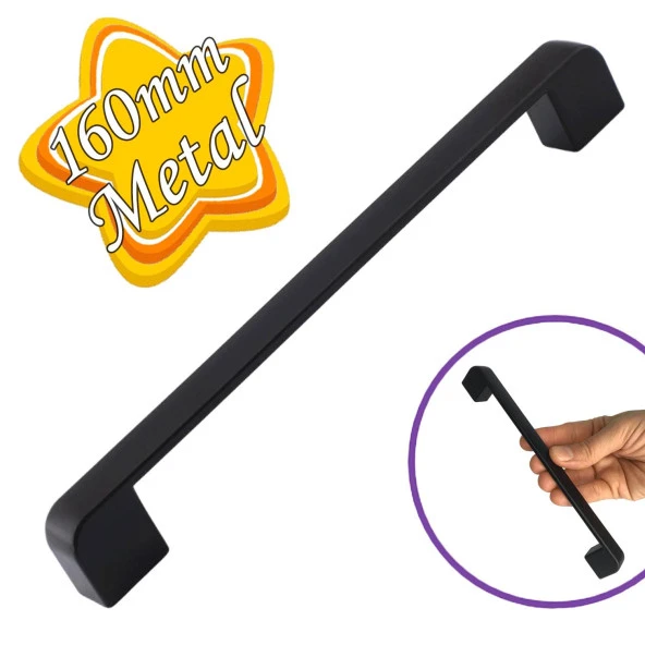 Oval Marmara Kulp 160 mm Siyah Mutfak Kulpu Çekmece Dolap Kapak Kulbu Metal  Mobilya Dolabı Kulpları ürün görseli 1