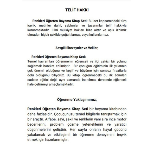 Okul Öncesi Evde İLK Eğitim Renklendir Öğren - Resim 2