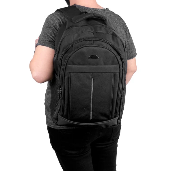 Bagacar Okul ve Günlük Laptop Bölmeli Su Geçirmez Sırt Çantası Siyah ürün görseli 1