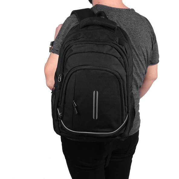 Bagacar Okul ve Günlük Laptop Bölmeli Sırt Çantası Siyah ürün görseli 1