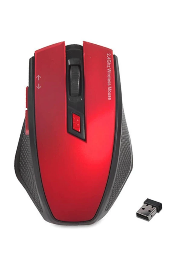 3D Tasarım Ergonomik Usb Kırmızı 2.4Ghz Optik Wireless Mouse ürün görseli 1