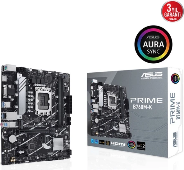 Asus Prıme B760M-K, 2xddr5, 2x M.2, D-Sub, Hdmı, 12-13.nesil, LGA1700 Soket, Anakart ürün görseli 1