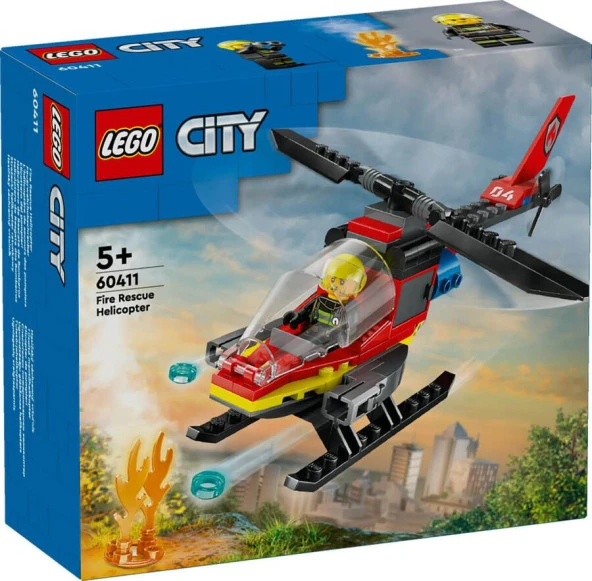 LEGO City 60411 Fire Rescue Helicopter ürün görseli 1