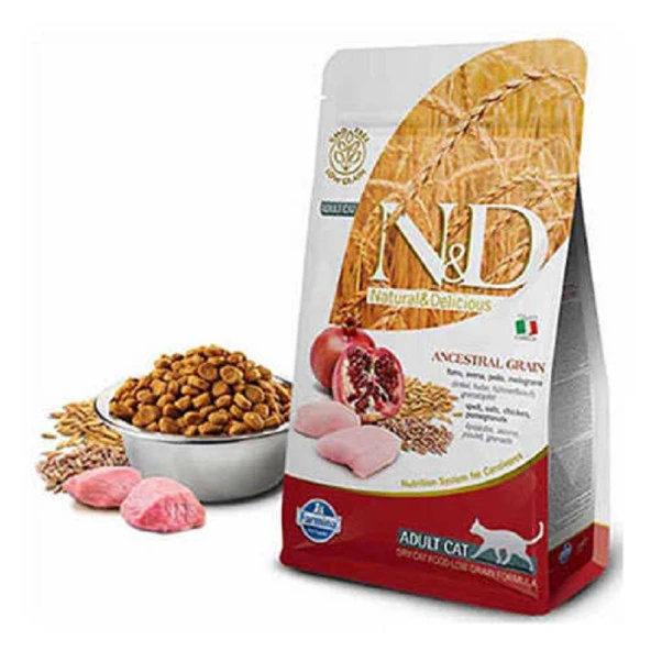 N&D TAVUK BUĞDAY YULAF NAR YETİŞKİN KEDİ MAMASI 10 KG ürün görseli 1