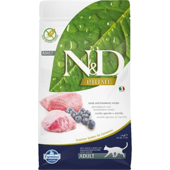 N&D Kuzulu Ve Yaban Mersinli Yetişkin Kedi Maması 1,5 Kg ürün görseli 1