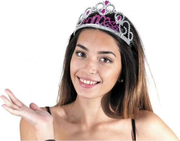Gümüş Renk Prenses Yazılı Parti Tacı 60 cm ürün görseli 1