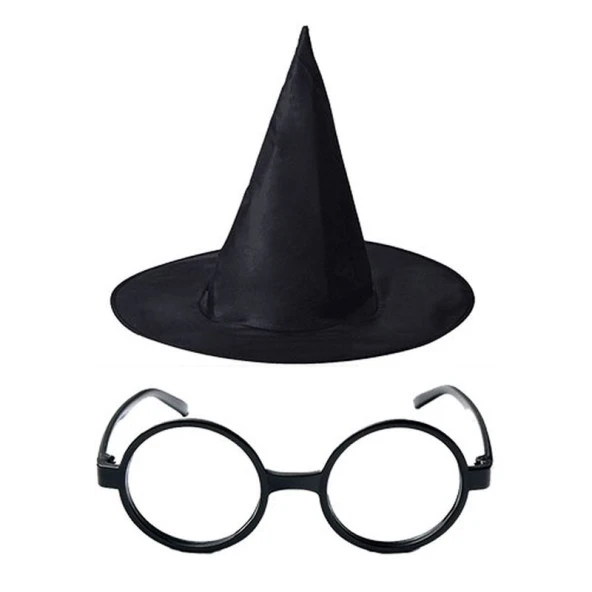 Harry Potter Büyücü Şapkası ve Harry Potter Büyücü Gözlüğü Siyah Renk ürün görseli 1