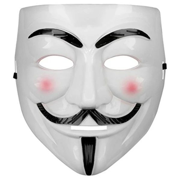 Beyaz Renk Pembe Yanaklı İthal V For Vendetta Maskesi ürün görseli 1