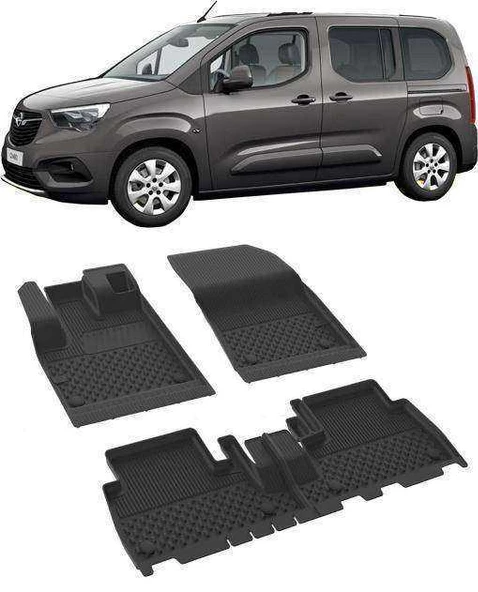 Sahler Opel Combo E 2019+  4.5D  Havuzlu Paspas Siyah ürün görseli 1