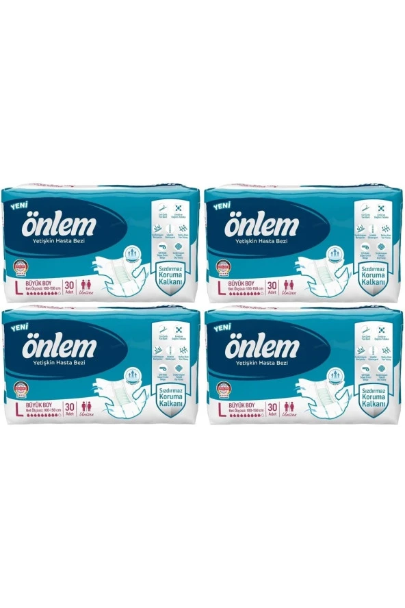 Önlem Tekstil Yüzeyli Belbantlı Büyük Boy L 30'lu 4 Adet Hasta Bezi ürün görseli 1