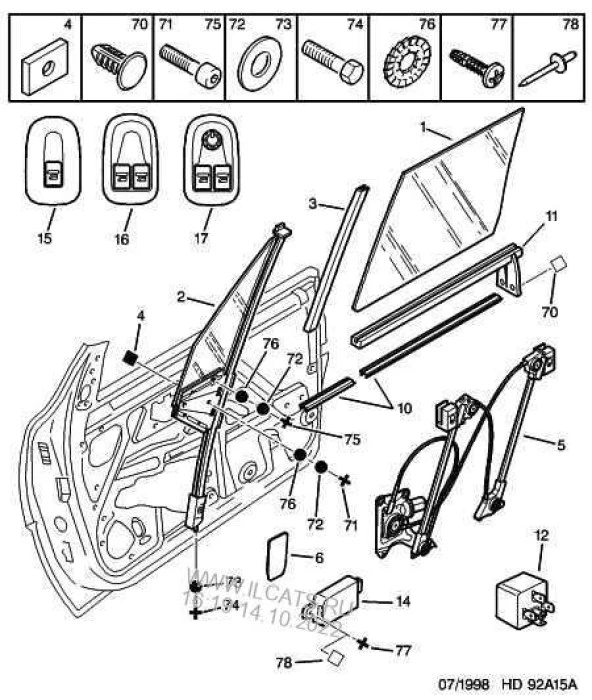 PEUGEOT 306 CABRIO KAPI CAMI SAĞ ORİJİNAL 9202.74 ürün görseli 1