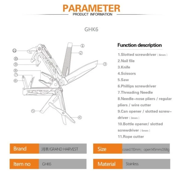 Grand Harvest GHK6 Christmas Multi Tool - Resim 7
