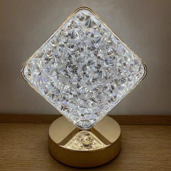 LW-25 Şarjlı Kare Kristal Elmas Masa Lambası Dokunmatik Romantik Akrilik Led Gece Lambası ürün görseli 1