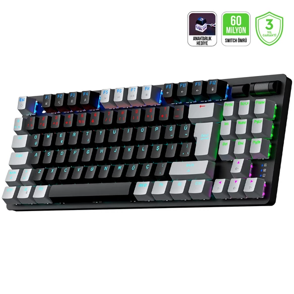 GamePower Eva 5 60M Mekanik Red Switch Türkçe Q 88 Tuş USB Gaming Klavye - 3 Yıl Garantili ürün görseli 1