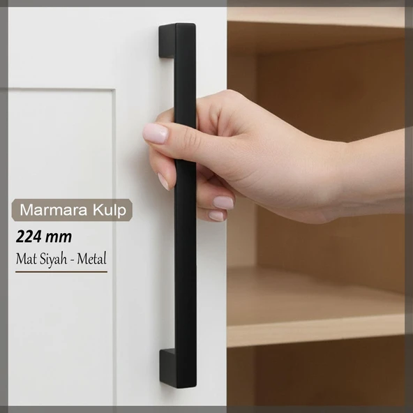 Marmara Kulp 224 mm Siyah Mutfak Kulpu Çekmece Dolap Kapak Kulbu Metal  Mobilya Dolabı Kulpları ürün görseli 1