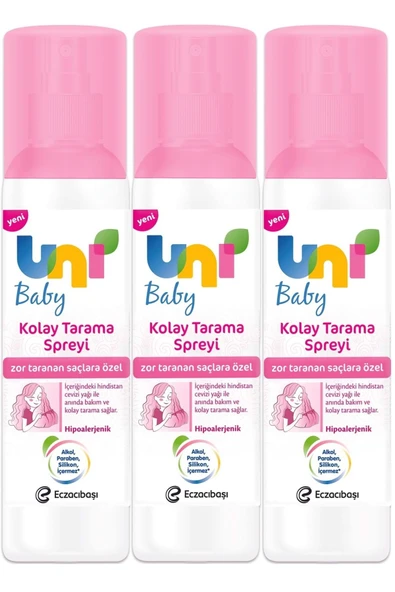 Uni Baby Kolay Saç Tarama Spreyi Zor Taranan Saçlara Özel 200 ml 3 Adet ürün görseli 1