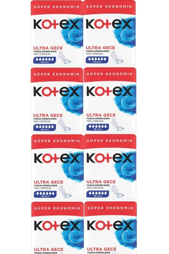 Kotex Ultra Gece Ped 16'Lı 8 Paket ürün görseli 1