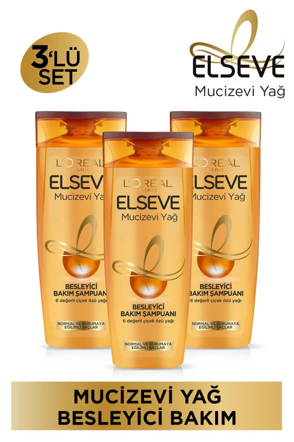Elseve Mucizevi Yağ Besleyici Bakım Şampuanı 390ml 3 Adet ürün görseli 1