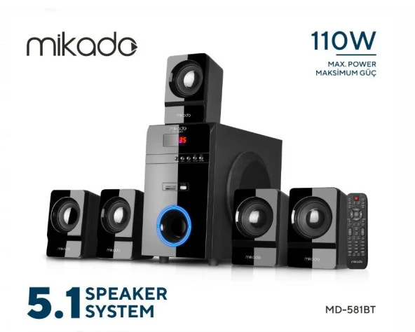 Mikado MD-581BT 5+1 Usb+SD+FM Destekli Multimedia Bluetooth Speaker - Resim 2
