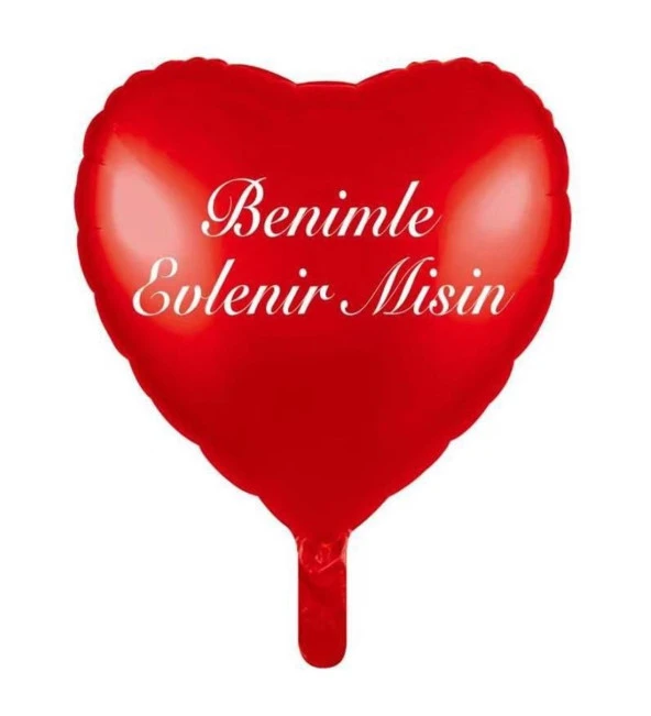 Kalpli Kırmızı Benimle Evlenir misinFolyo Balon 18 inç ürün görseli 1