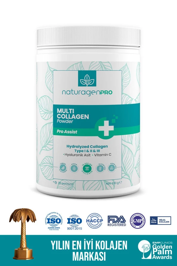 Naturagen Pro Kolajen Powder 330gr Tip 1-2-3 Limon Aromalı Hyaluronik Asit Ve C Vitaminli ürün görseli 1