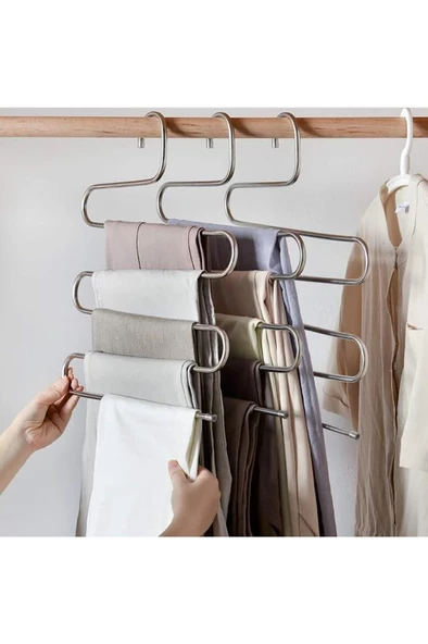 Mithra Life 2 Adet Metal 5 katlı Pantolon Eşarp Askısı MIT1030 ürün görseli 1