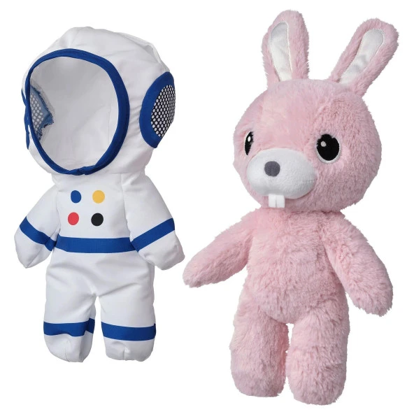 AFTONSPARV 28 Cm Çıkarılabilir Astronot Giysili Tavşan Yumuşak Peluş Oyuncak Pembe Uzay Temalı ürün görseli 1