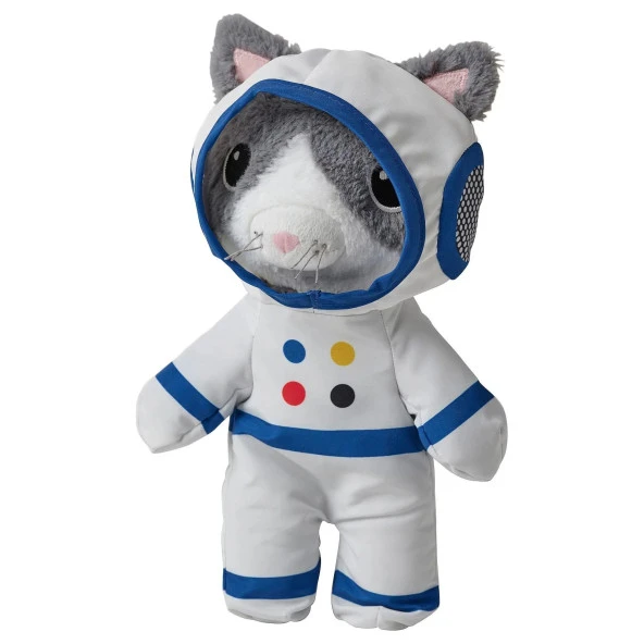 AFTONSPARV 28 Cm Çıkarılabilir Astronot Giysili Kedi Yumuşak Peluş Oyuncak Gri Uzay Temalı ürün görseli 1