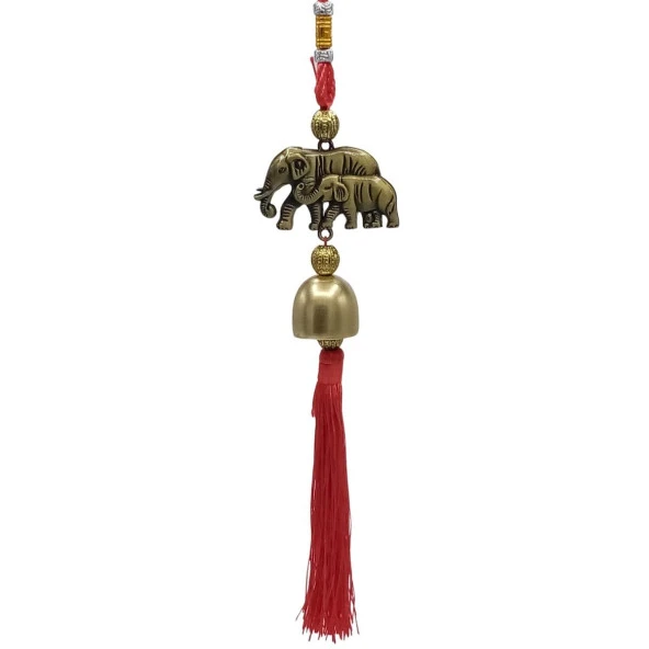 Çin Feng Shui Şans ve Bereket Filleri Metal Çan 30 cm ürün görseli 1