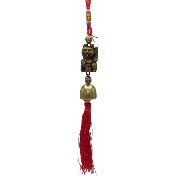 Çin Feng Shui Şans ve Bereket Metal Çan Maneki Neko 30 cm ürün görseli 1