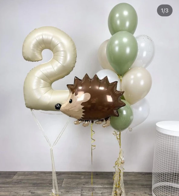 Krem  Yaş Kirpi Balon Seti ürün görseli 1