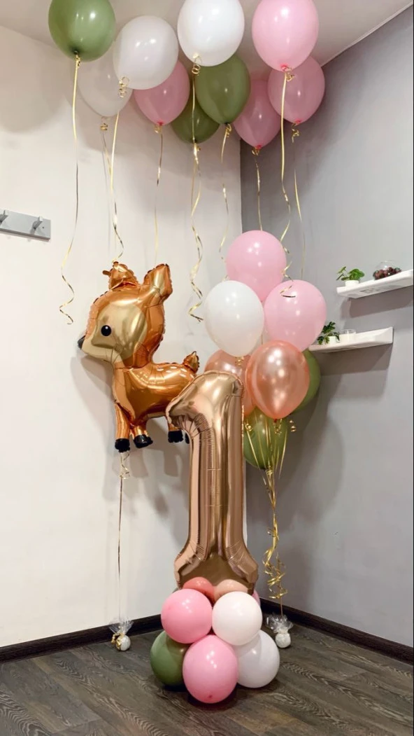 Rose Gold Bir Yaş Ceylan Balon Seti ürün görseli 1