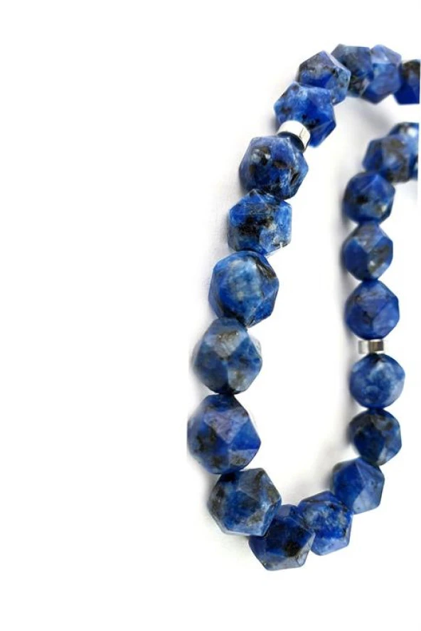 Lapis Lazuli Taşlı Çelik Püsküllü Tasarım Doğal Taş Tesbih ürün görseli 1