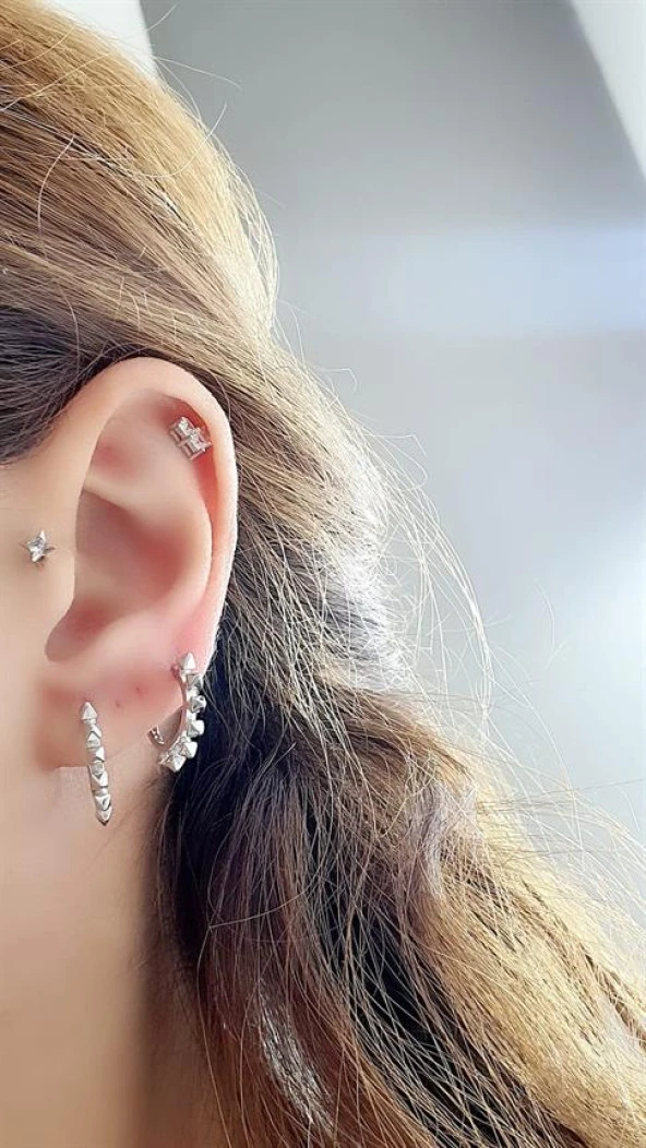 925Ayar Gümüş Luxury Tasarım Trend Halka Küpe ürün görseli 1