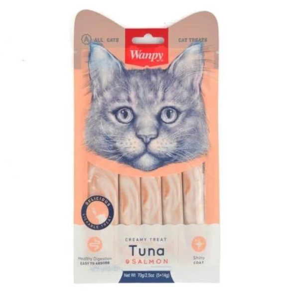 Wanpy Ton Balıklı Somonlu Kedi Ödülü 5x14gr ürün görseli 1