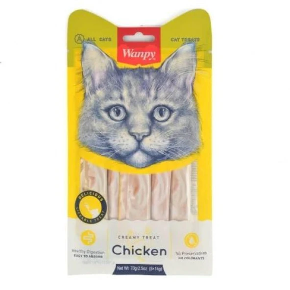 Wanpy Tavuklu Sindirim Destekleyici Likid Kedi Ödülü 5x14gr ürün görseli 1