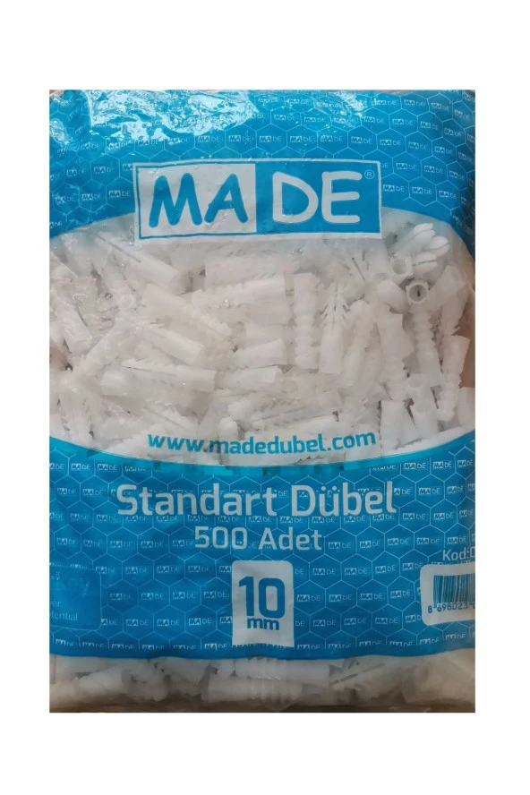 Made 10 Mm Standart Plastik Dübel Paket 500 Adet ürün görseli 1