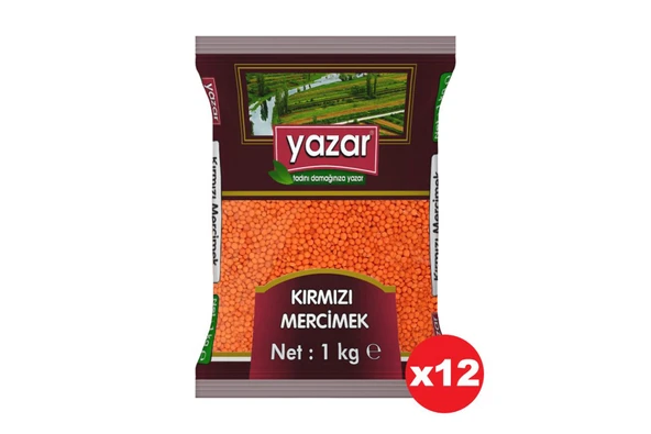 Yazar Yerli Kırmızı Mercimek 1 Kg. x 12 Adet ürün görseli 1