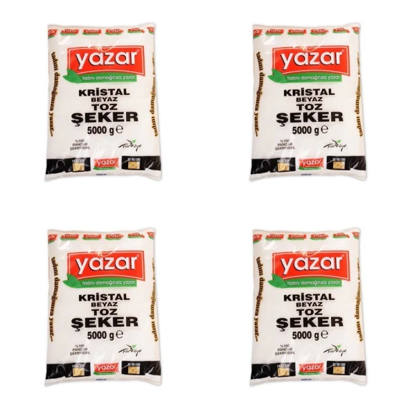Yazar Kristal Toz Şeker 5 Kg x 4 Paket ürün görseli 1