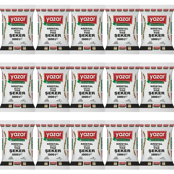Yazar Kristal Toz Şeker 1 Kg x 15 Paket ürün görseli 1
