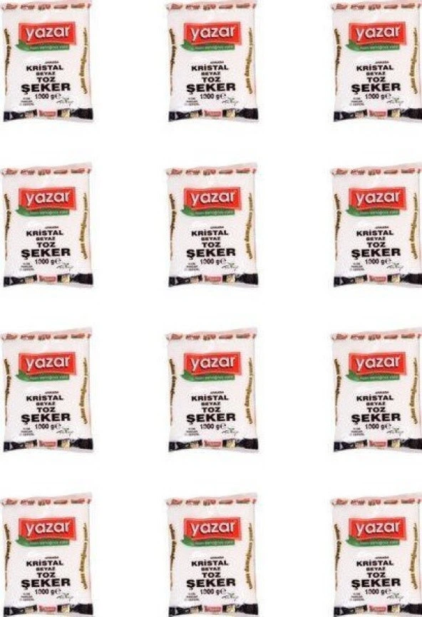 Yazar Kristal Toz Şeker 1 Kg x 12 Paket ürün görseli 1