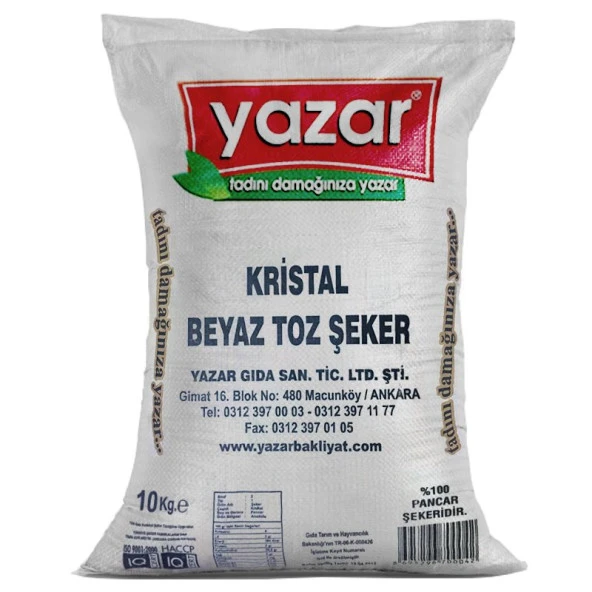 Yazar Kristal Toz Şeker 10 Kg. ürün görseli 1