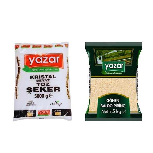 Yazar Kristal Toz Şeker 5 Kg + Gönen Baldo Pirinç 5 Kg ürün görseli 1