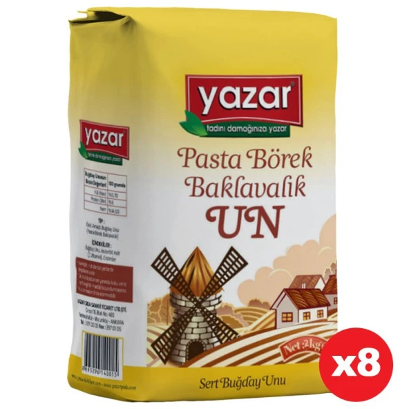 Yazar Pastalık Böreklik Baklavalık Çok Amaçlı Un 2 Kg x 8 Paket ürün görseli 1