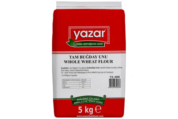 Yazar Taş değirmende Öğütülmüş Tam Buğday Unu 5 Kg ürün görseli 1