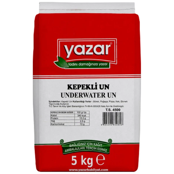 Yazar Taş değirmende Öğütülmüş Tam Buğday Kepekli Un 5 Kg ürün görseli 1