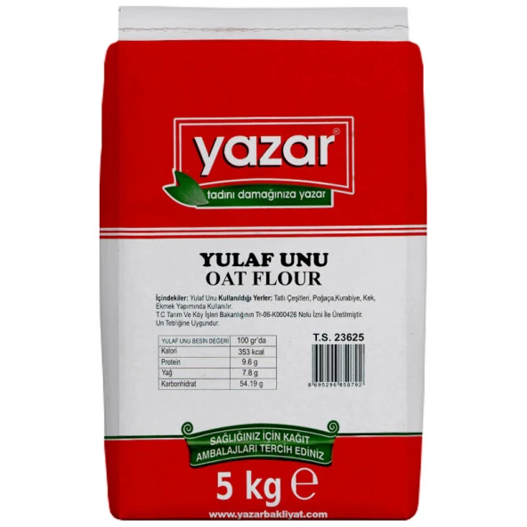Yazar Doğal Gluten Düşük Yulaf Unu 5 Kg  Taş Değirmende Öğütülmü ürün görseli 1