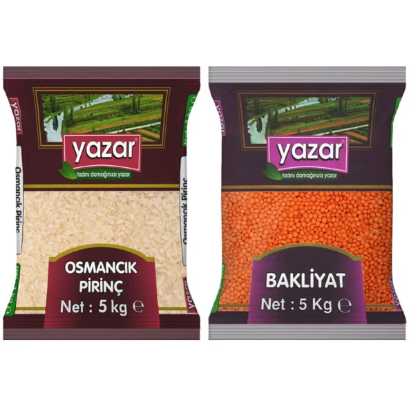 Yazar Osmancık Pirinç 5 Kg. + Kırmızı Mercimek 5 Kg. ürün görseli 1