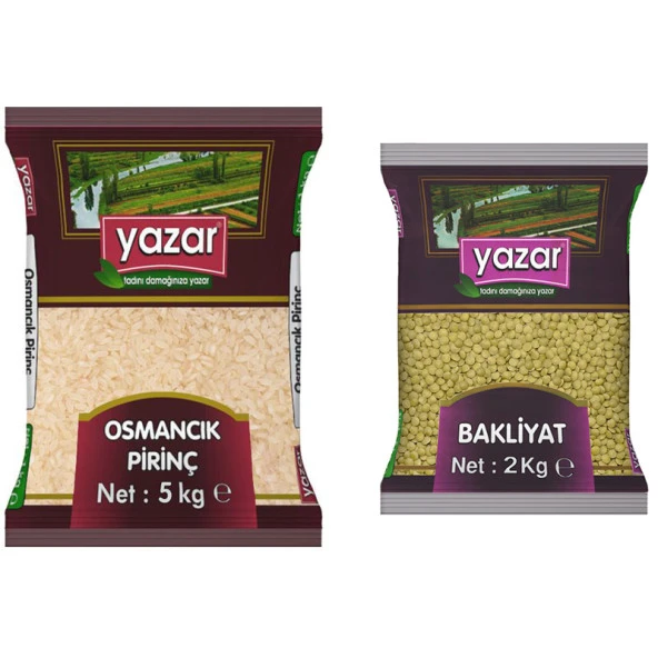 Yazar Osmancık Pirinç 5 Kg. + Yeşil Mercimek 2 Kg. ürün görseli 1