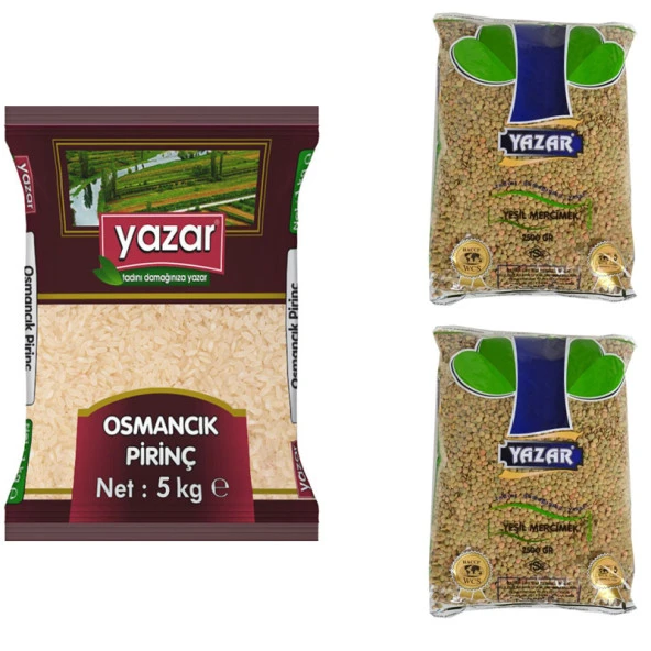 Yazar Osmancık Pirinç 5 Kg. + Yeşil Mercimek 5 Kg. ürün görseli 1